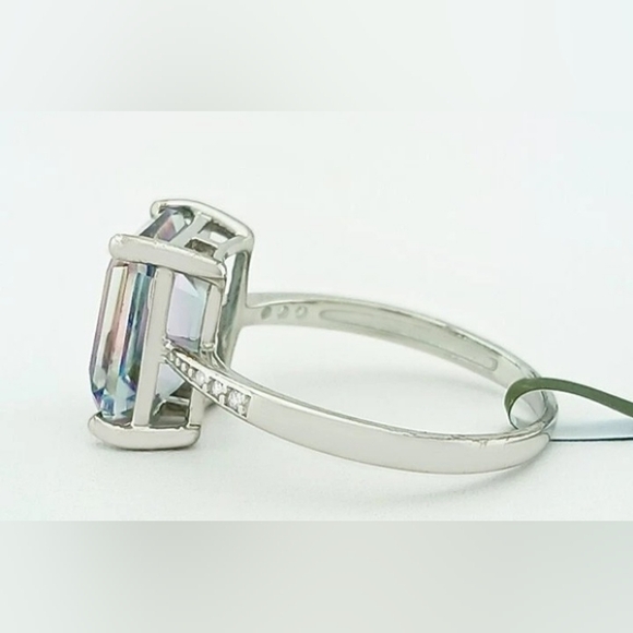 New 925 Sterling Silver Lab Mystic Topaz & Sapphire Ring Sz.6 - Picture 4 of 13